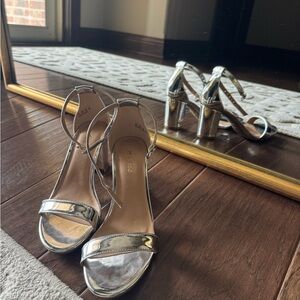 Silver Ankle Strap Heels